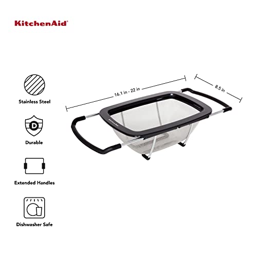 Side view of KitchenAid colander extended to 22 inches