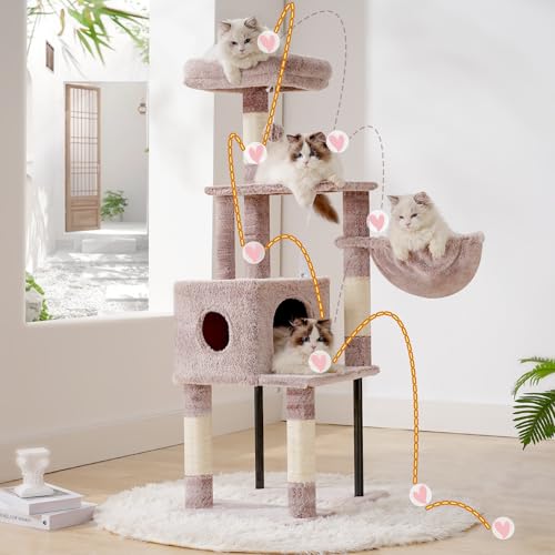Close up of plush top perches on Heybly cat tree