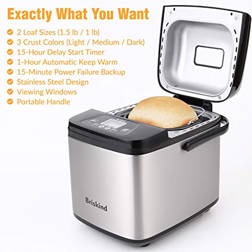 Stainless steel bread maker with lid open