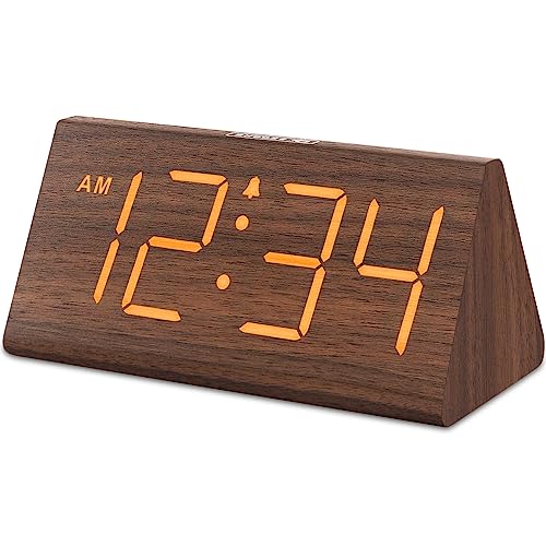 DreamSky Wooden Digital Alarm Clock brown finish