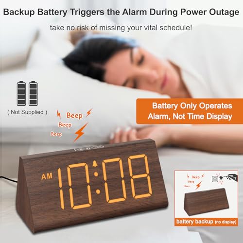 Side profile showing the compact wooden clock design
