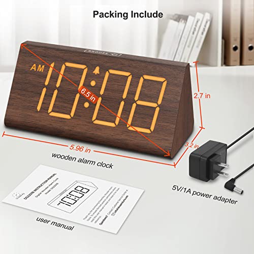 DreamSky Wooden Digital Alarm Clock on a bedside table