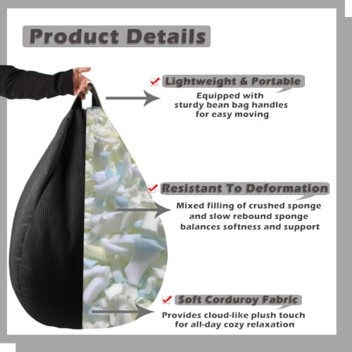 Detailed view of memory foam bean bag texture