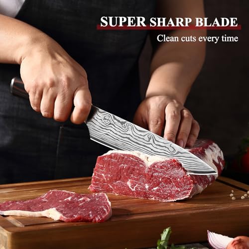Sunnecko chef knife with ergonomic Pakkawood handle