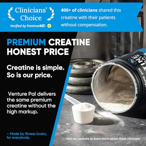 Close up of Venture Pal creatine powder label