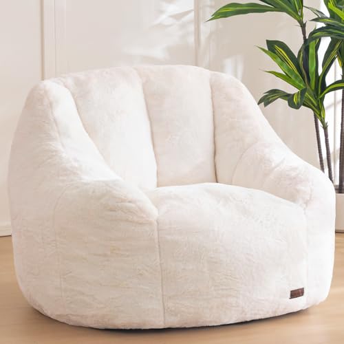 MAXYOYO Large Beige Bean Bag Chair front view