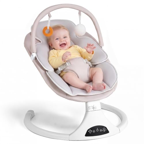 RIVIPLOU Electric Baby Swing Beige front view