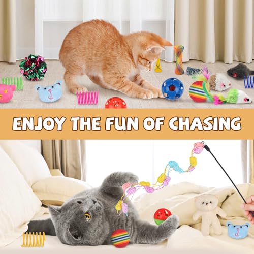 Multi-colored cat toy variety in gift box