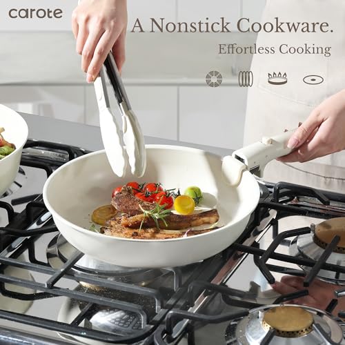 Cream white frying pan from CAROTE 19pcs set