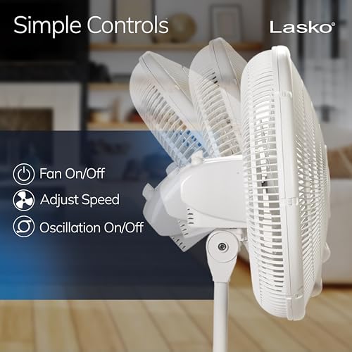 Lasko 2520 white pedestal fan side profile