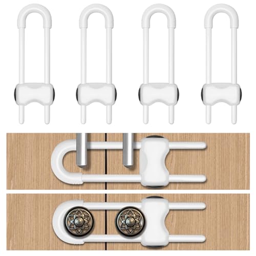 LLOOC Cabinet Locks for Babies 4 Pack White