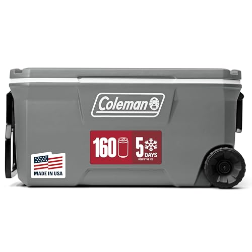Coleman Classic Series 100-Quart rolling cooler front view