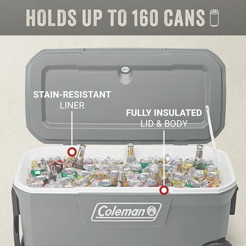Close up of Coleman 100-Quart cooler drain plug