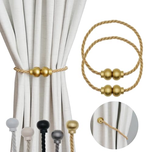 HIASTRA 2 Pack Gold Magnetic Curtain Tiebacks set