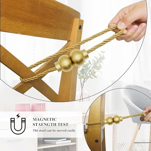 Flexible polyester rope detail on gold tiebacks