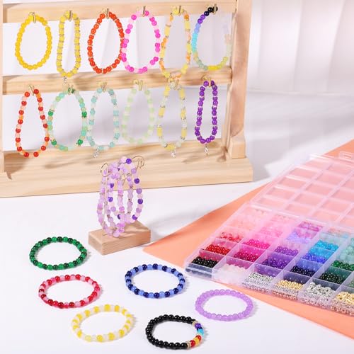 Close up of 6mm multicolored glass beads for bracelets