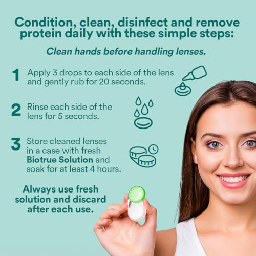 Back of Biotrue solution bottle with instructions