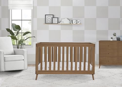 Side profile of Chestnut Essex convertible crib