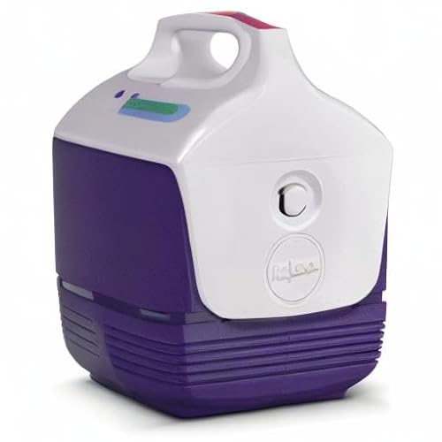 Back view of the purple Igloo Retro Playmate Mini cooler
