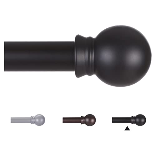 Thestoa matte black curtain rod full view