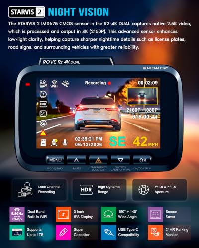 ROVE dash cam interface showing GPS data