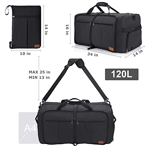 Black Urtala travel duffel packed for a trip