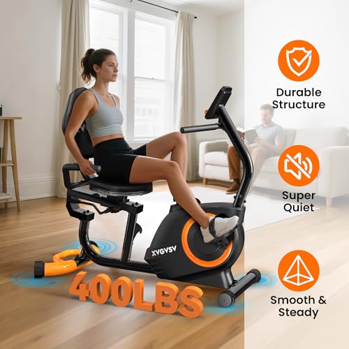 XVGVSV Recumbent exercise bike with padded seat and backrest