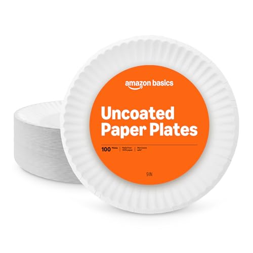 Basics 9-inch uncoated white paper plates