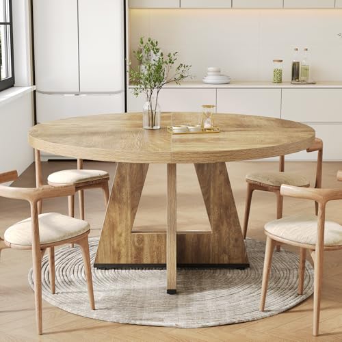 LITTLE TREE 47-Inch Round Oak Dining Table