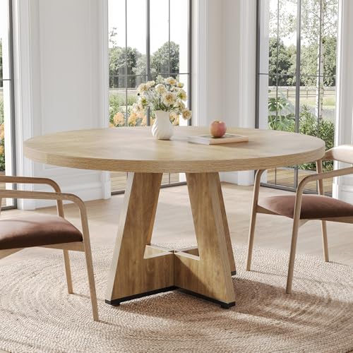 Top view of the 47-inch circular oak tabletop