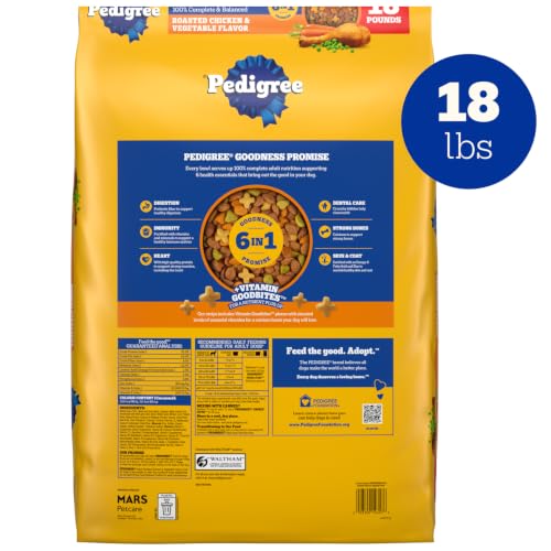 Pedigree 18 lb bag nutrition facts panel