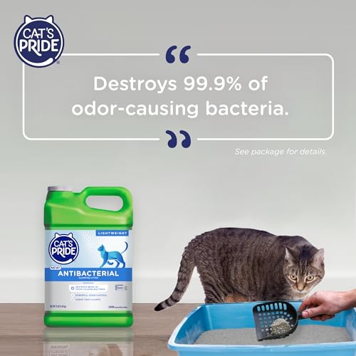 Back of Cat's Pride Antibacterial litter container with instructions