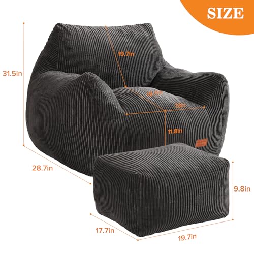 Dark Gray corduroy texture of Vellorise bean bag