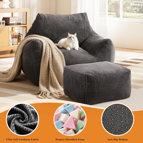 Side profile of Vellorise bean bag with armrests