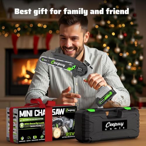 CEEPUY mini chainsaw with two included batteries