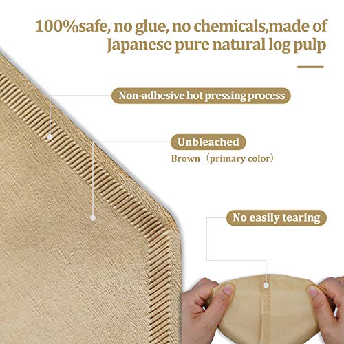 Stack of unbleached cone coffee filters