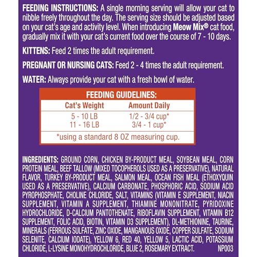 Meow Mix 6.3 lb bag back label details