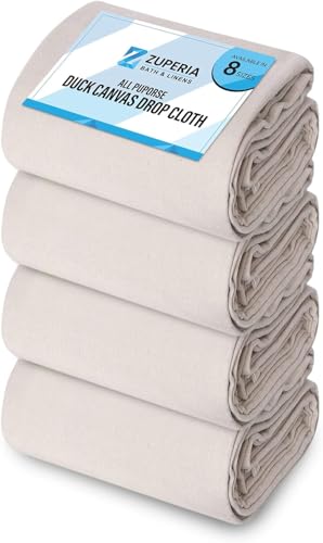 ZUPERIA 9x12 Feet Canvas Drop Cloth 4-Pack folded