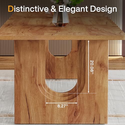 Close up of wood grain finish on Tribesigns dining table