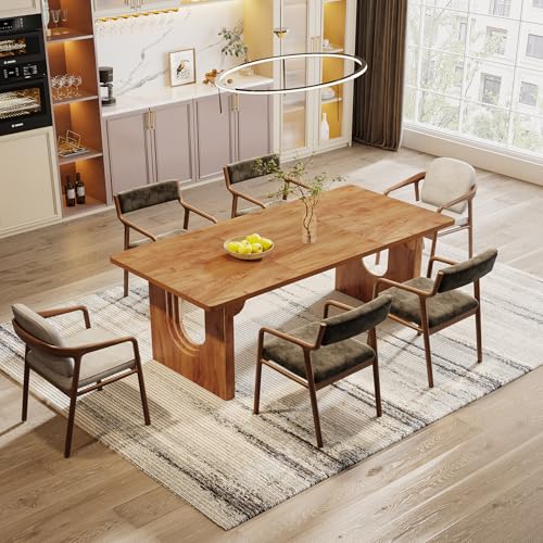 Dining room setting featuring Tribesigns brown furniture