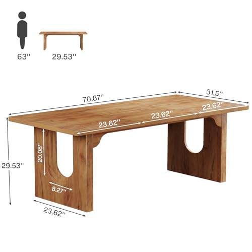 Top down view of the 71-inch wooden dining table
