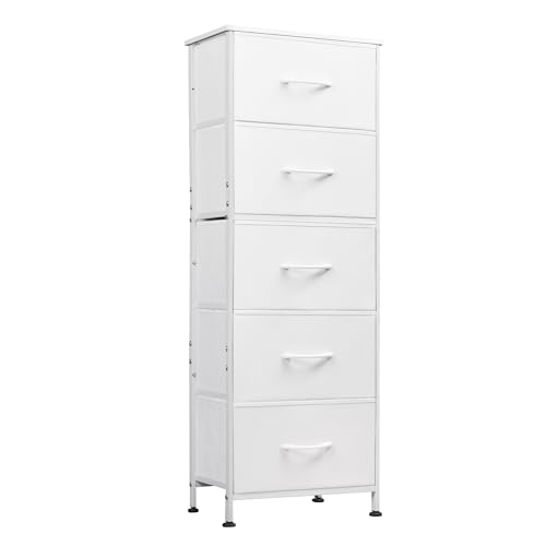 WLIVE Tall 5 Drawer Dresser White front view