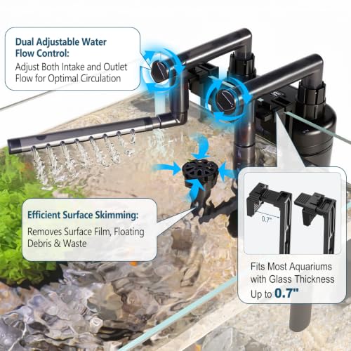hygger filter mounted on aquarium glass