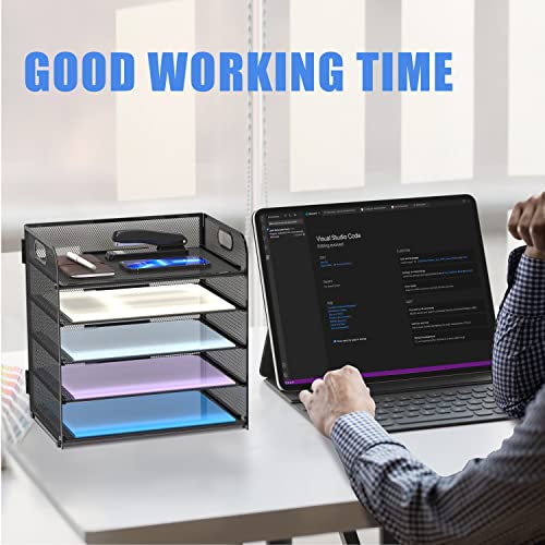 SUPEASY black mesh desk file holder with documents