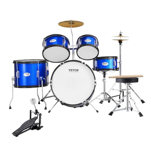 VEVOR 5-piece blue kids drum set front view