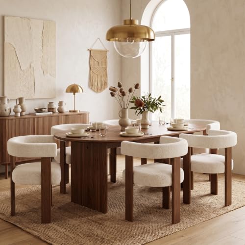 Gaussen Boucle Dining Chairs Set of 6 Cream main view