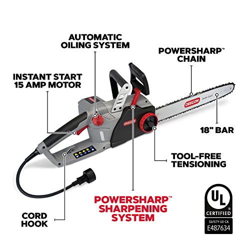 Close up of Oregon CS1500 18-inch guide bar