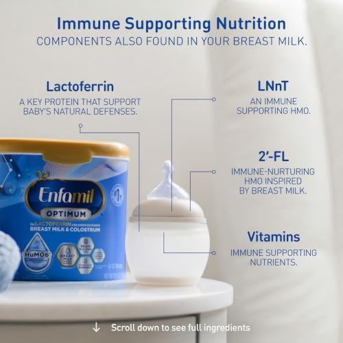 Nutrition facts label on Enfamil Optimum