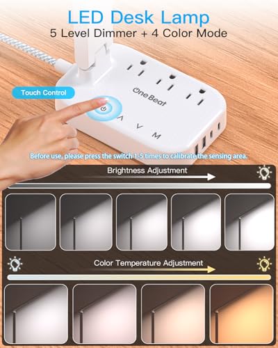 Adjustable lamp arm and touch controls