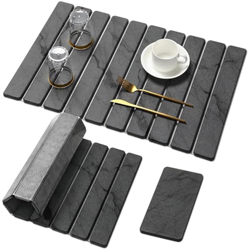 Linidcoud large stone dish drying mat in dark gray